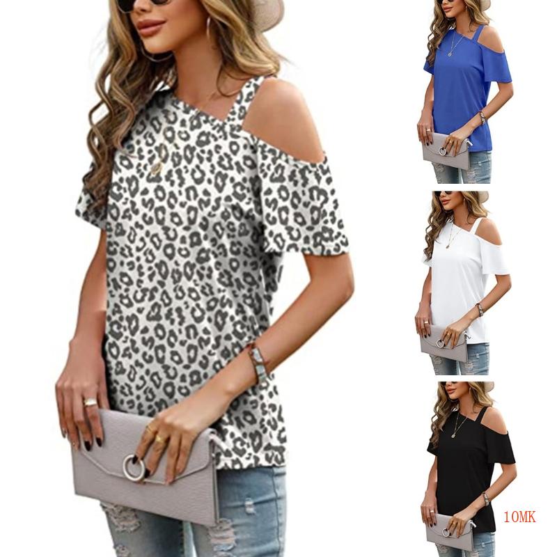 Áo Thun Ngắn Tay Trễ Vai Thiết Kế Lệch Tà Thời Trang Cho Nữ