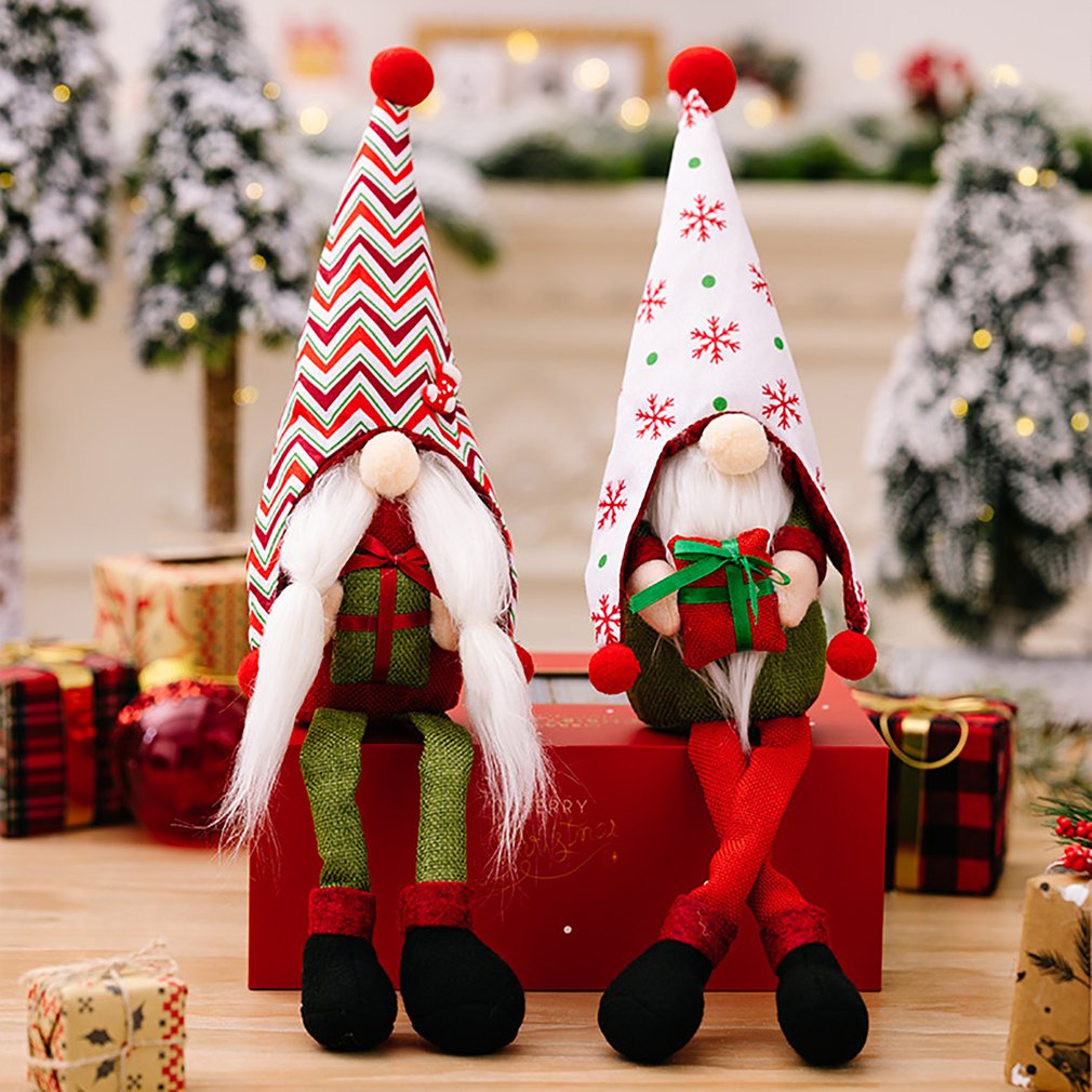 =Christmas=Gnome Christmas Decoration Pointed Hat Hanging Legs Snowfalke Gnome Ornament