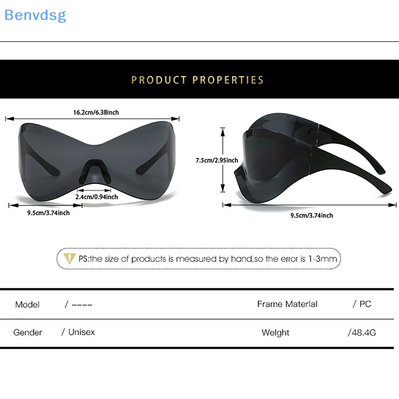 Benvdsg > Kính Râm Oversized Không Vành Y2K Màu Kẹo Vintage Thời Trang Mới Cho Nam Và Nữ