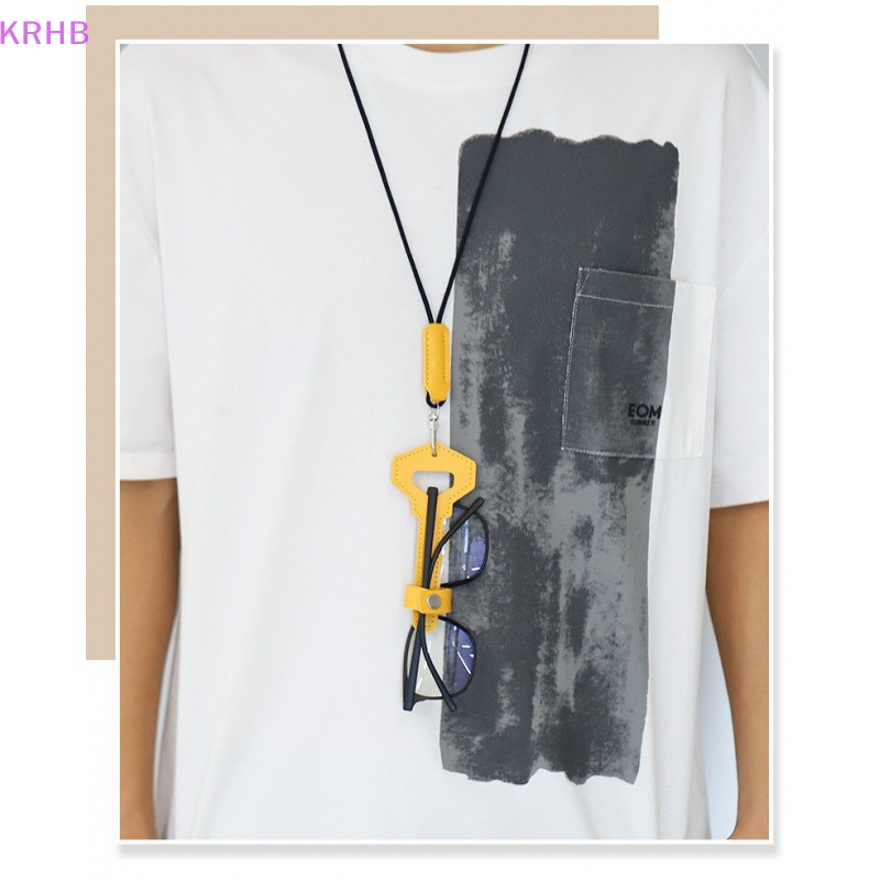 Hộp Đựng Mắt Kính Hình Chìa Khóa KRHB Bằng Da Có Dây Đeo Cổ Mới