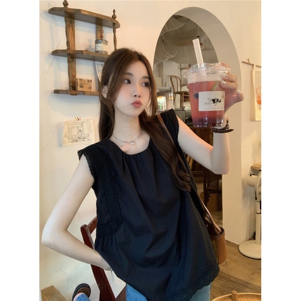 Áo Sơ Mi Chiffon Một Kích Thước Lót Phong Cách Cung Điện Stiff Phiên Bản Stiff Cho Nữ Ảnh Thật Giá Thật!Áo Thun Màu Trơn Phong Cách Hàn Quốc Thời Trang Mùa Hè 2023 Mới 2023