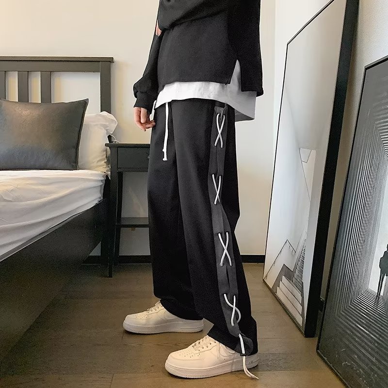 Quần Dài Ống Rộng Phối Màu Sắc Trẻ Trung Thời Trang Đường Phố Cho Nam
