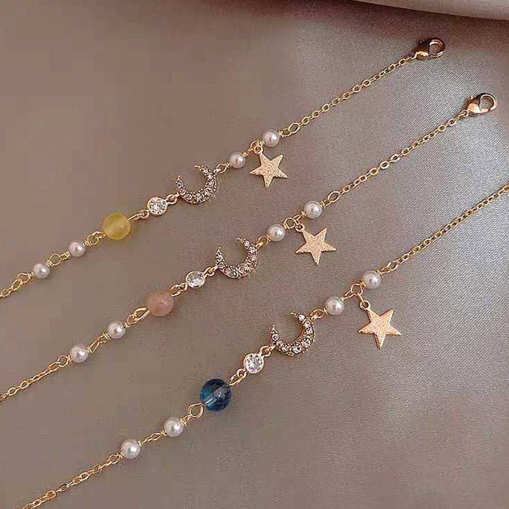 Vòng Tay Nữ Đính Đá Zircon Giả Ngọc Trai Và Ngôi Sao Thời Trang G1G0