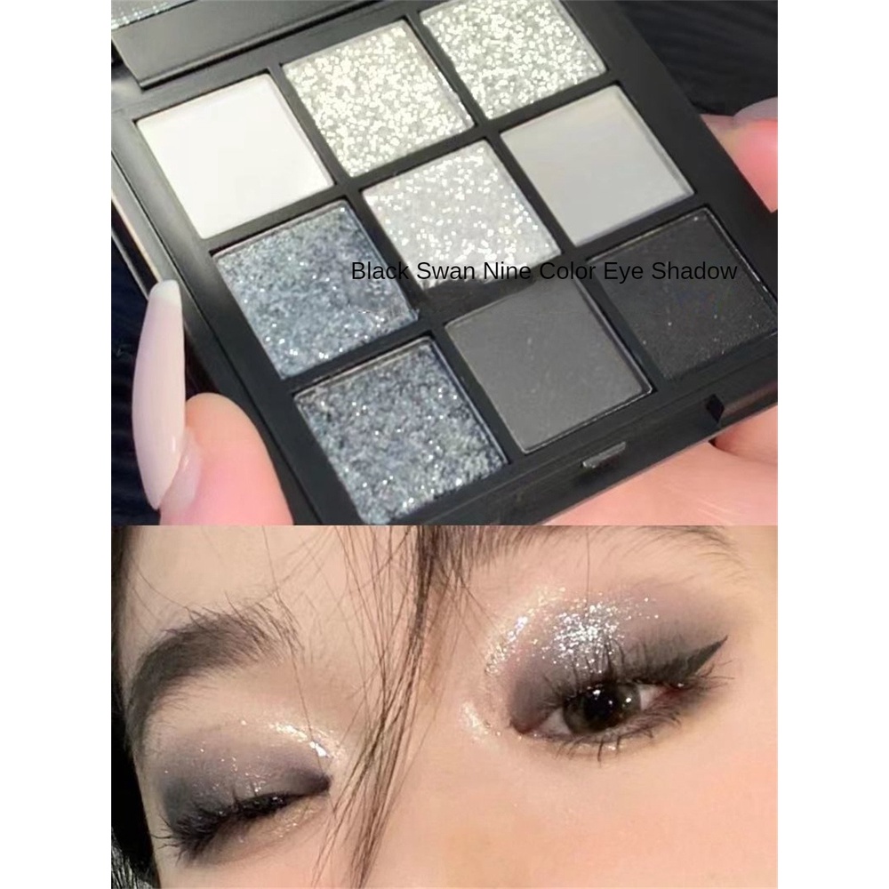 Bảng Phấn Mắt DIKALU Màu Đen Ánh Ngọc Trai Lấp Lánh Trang Điểm Mắt Khói Lâu Trôi