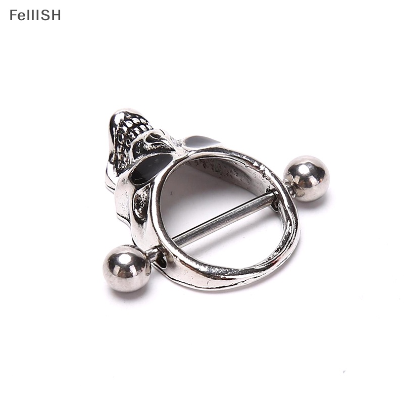 Khuyên Nhũ Bằng Thép Không Gỉ Hình Đầu Lâu 439br