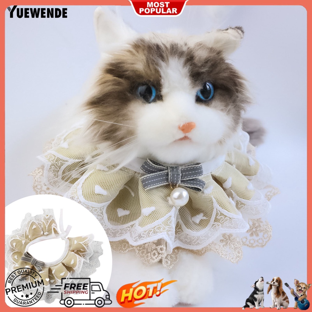 Yq.e Khăn Quàng Cổ Ren Lưới Thoáng Khí Ổn Định Chống Lạc Có Thắt Nơ Trang Trí Ngoài Trời Cho Thú Cưng