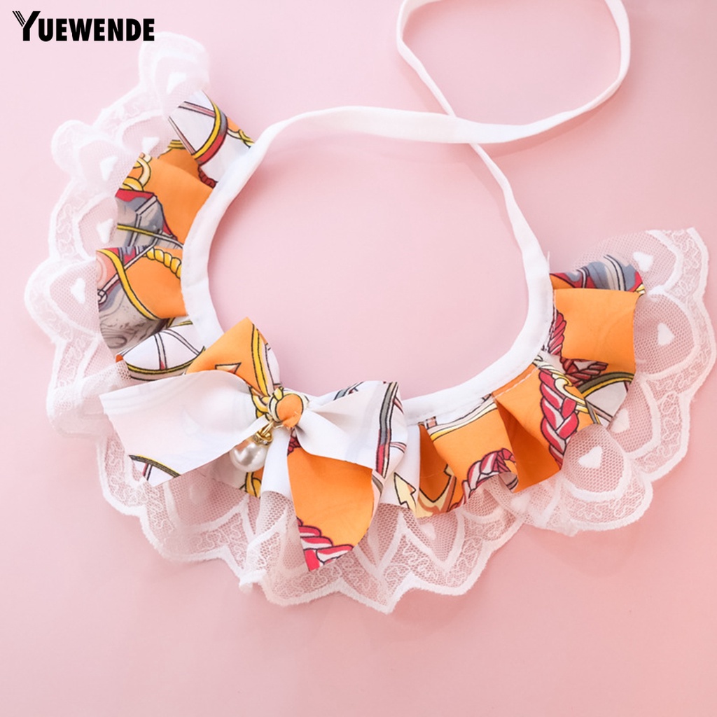 Yq.e Vòng Cổ Đính Ngọc Trai Giả Thân Thiện Với Da Không Dị Ứng Trang Trí Vòng Cổ Cho Thú Cưng Bằng Polyester In Hình Mèo