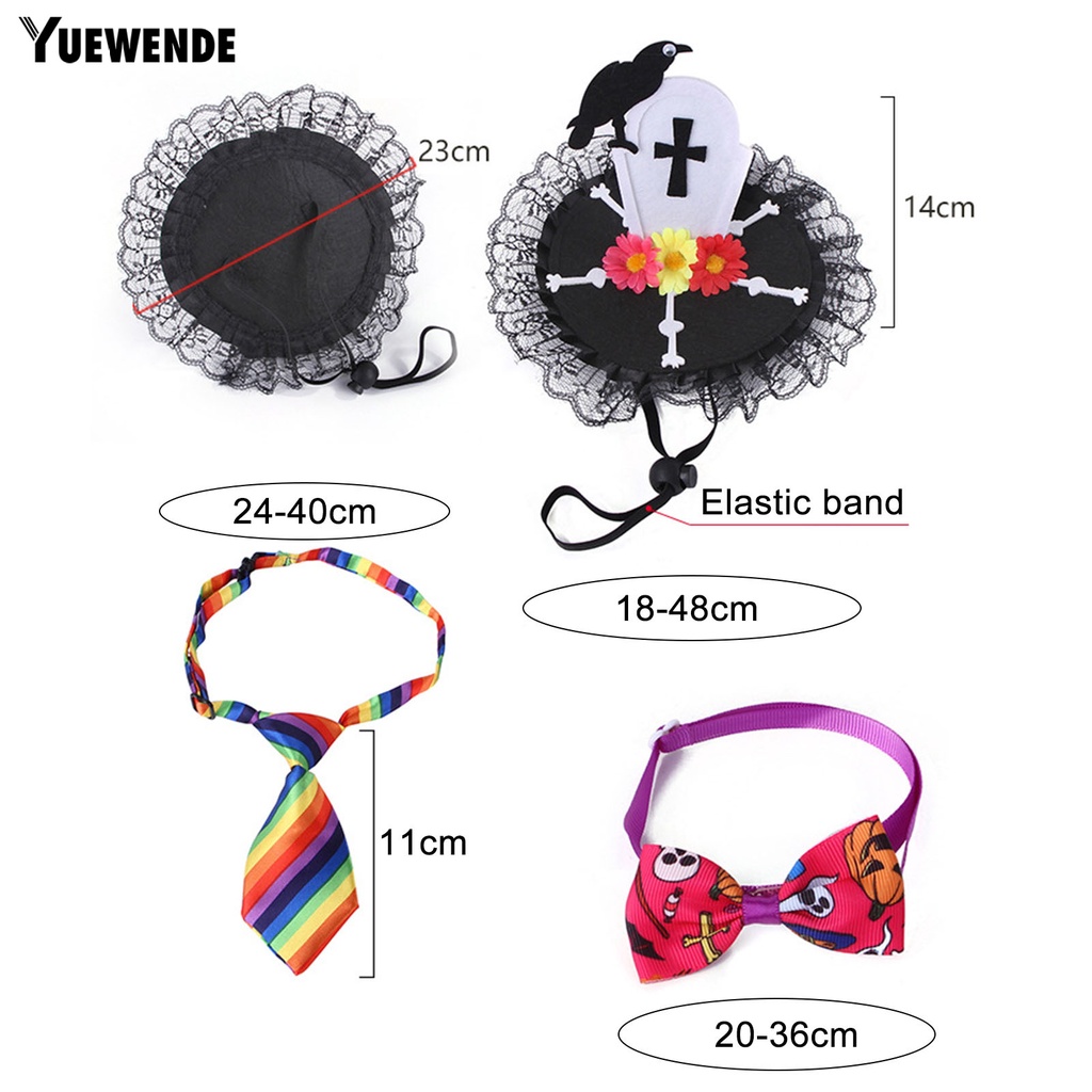 Yq.e 1 Set Phụ Kiện Cài Cổ + Mũ Hóa Trang Halloween Họa Tiết Hoa Siêu Nhẹ Có Thể Điều Chỉnh Cho Thú Cưng