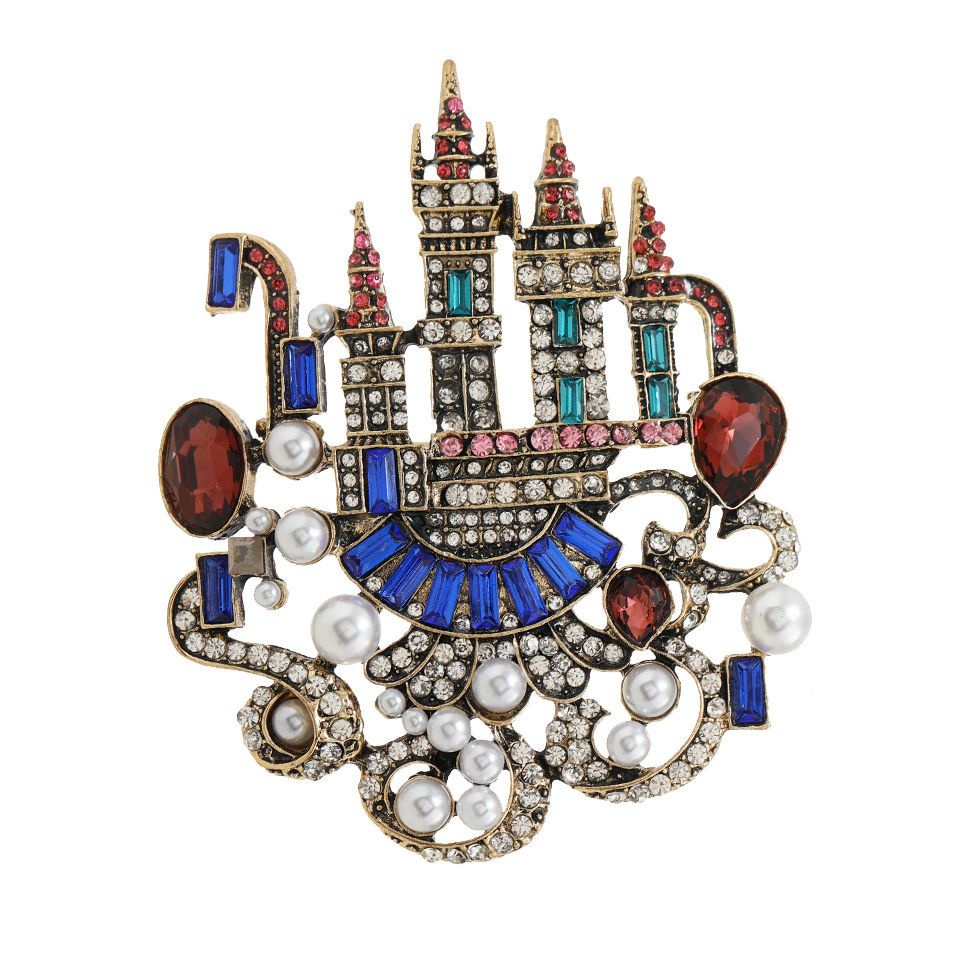 Ghim Cài Áo Hình Lâu Đài Đính Đá Pha Lê Phong Cách Baroque Sang Trọng Làm Quà Tặng Cho Nam Và Nữ