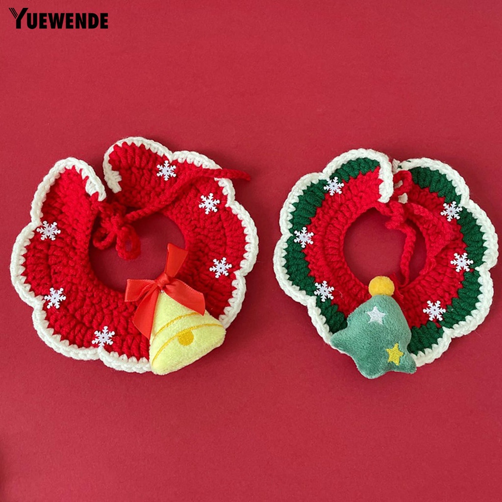 Yq.e Vòng Cổ Bằng Len Họa Tiết Giáng Sinh Dành Cho Thú Cưng