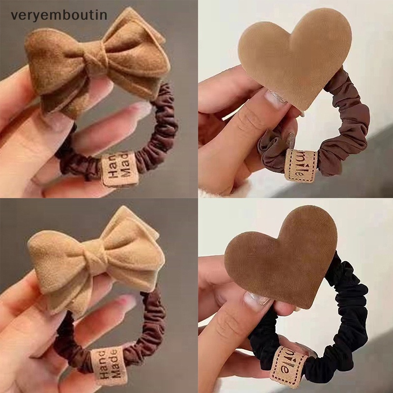 Dây Buộc Tóc Đuôi Ngựa Co Giãn Cao Hình Trái Tim Màu Cà Phê Thời Trang Mùa Đông Dành Cho Thanh Thiếu Niên n