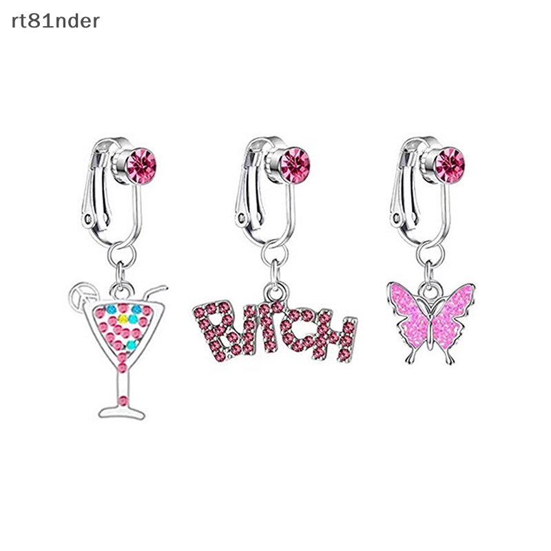 Rt Khuyên Rốn Giả Dạng Kẹp Hình Trái Tim / Bướm Đính Đá Zircon Nhân Tạo Mẫu Mới n