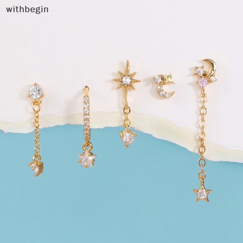 Bộ Khuyên Tai Mạ Vàng Đính Đá Zircon Thời Trang 2023 Dành Cho Bạn Nữ