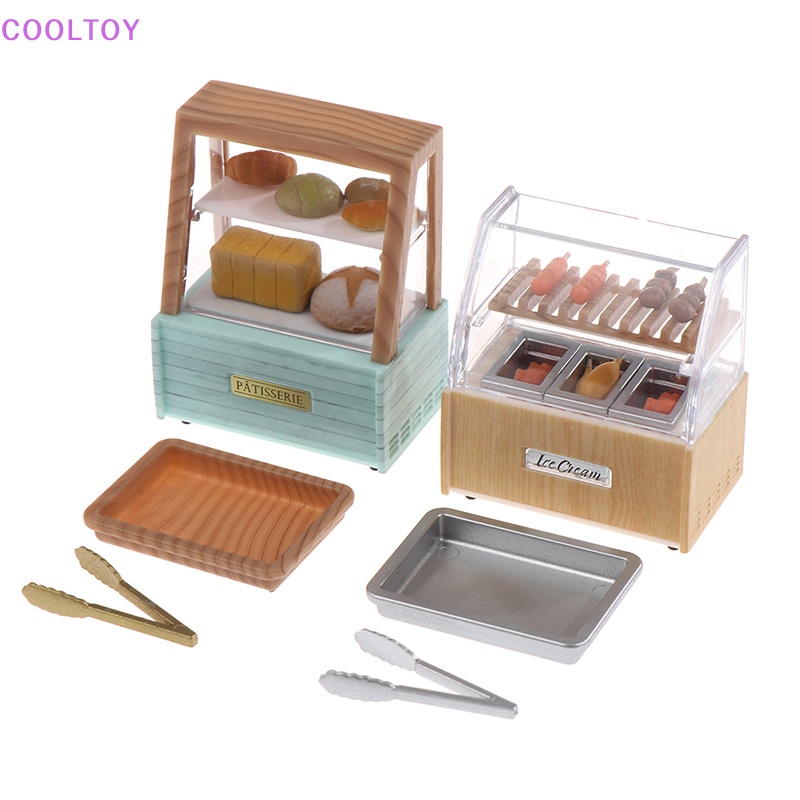 1 Set Mô Hình Tủ Trưng Bày Bánh Mì / Bánh Nướng BBQ / Xúc Xích Tỉ Lệ 1: 12 Trang Trí Nhà Búp Bê
