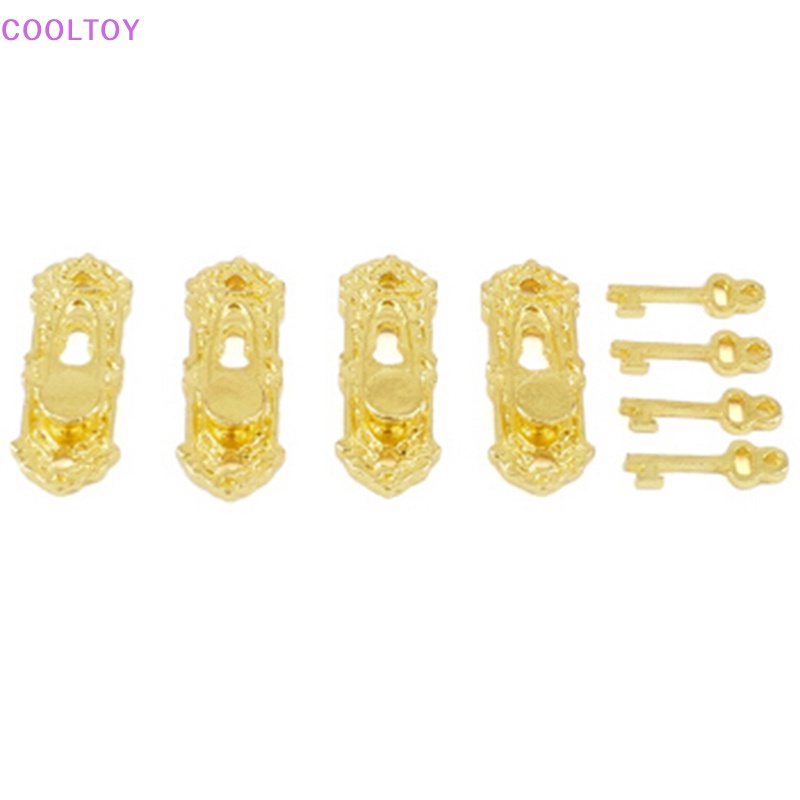 Cooltoy Tay Nắm Cửa Kim Loại Mini Màu Vàng Kèm Chìa Khóa Tỉ Lệ 1 / 12 Trang Trí Nhà Búp Bê