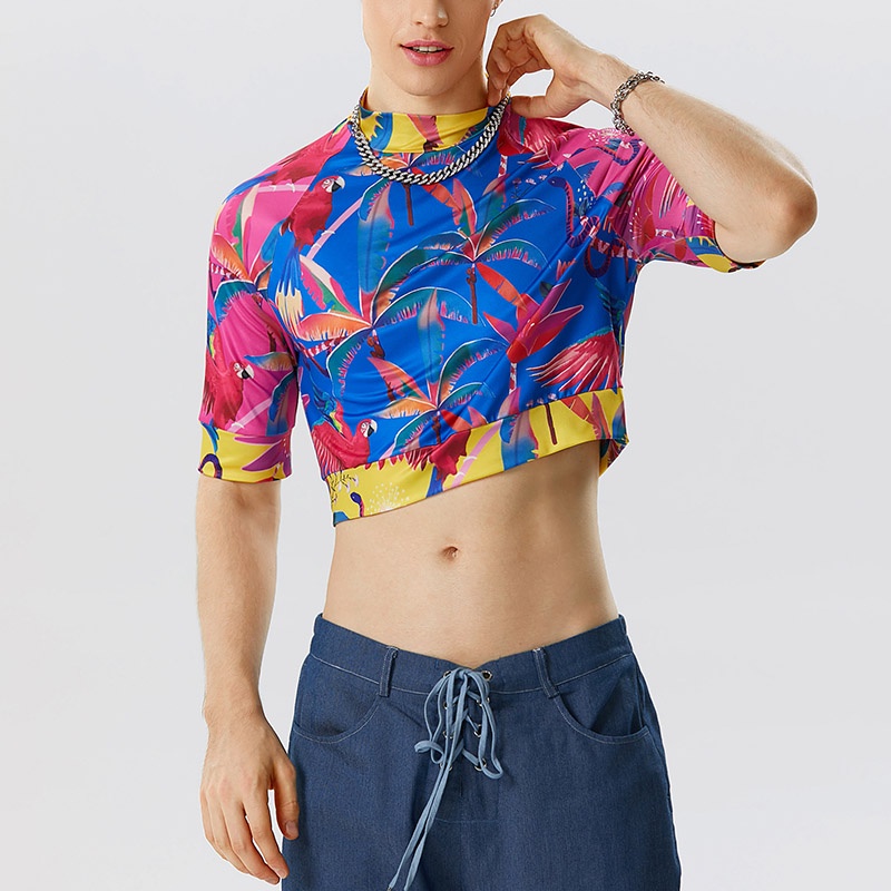 INCERUN Áo Thun Ngắn Tay Cổ Cao Thời Trang Dành Cho Nam