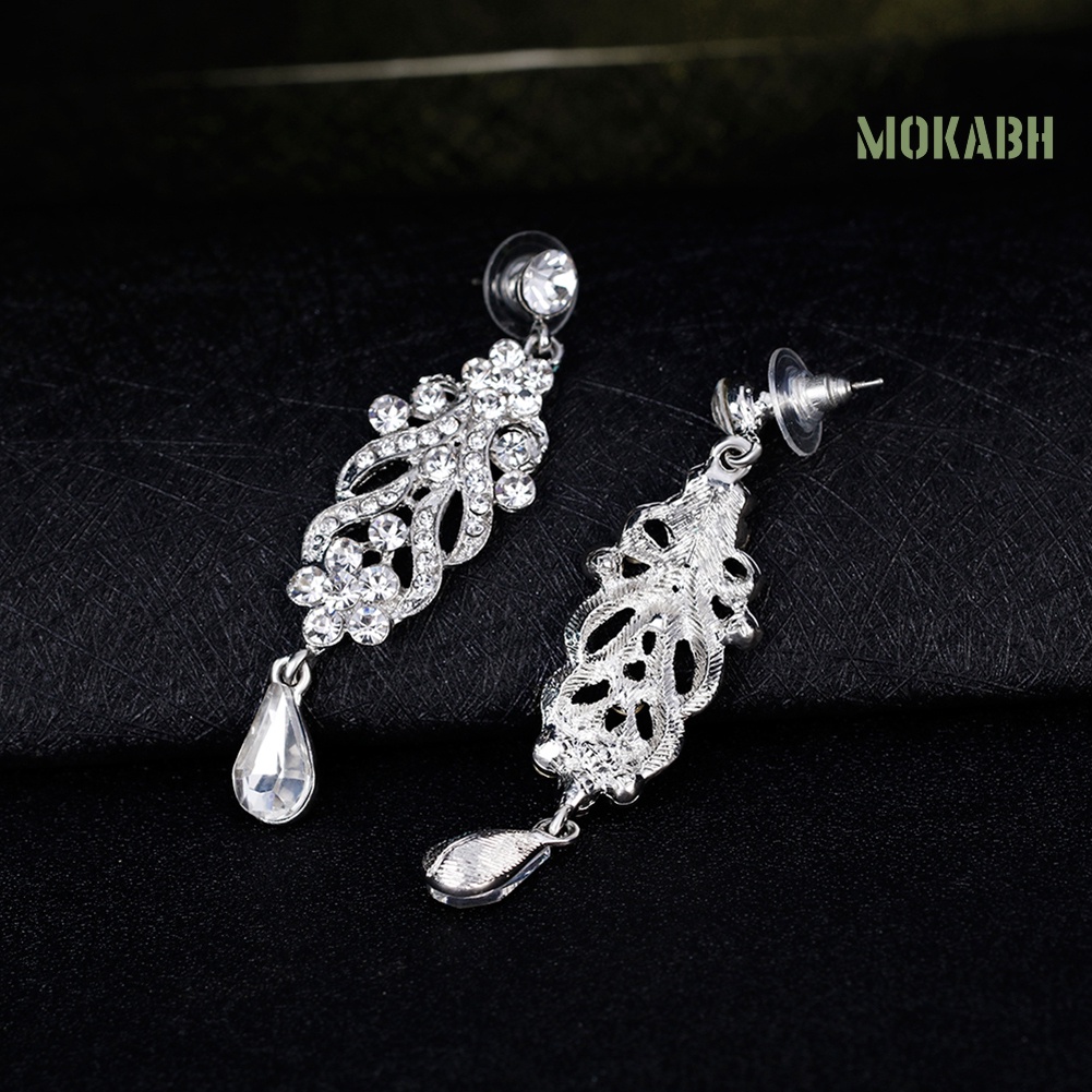 Bông Tai Dáng Dài Hình Hoa Đính Đá Lấp Lánh Thời Trang Cho Nữ