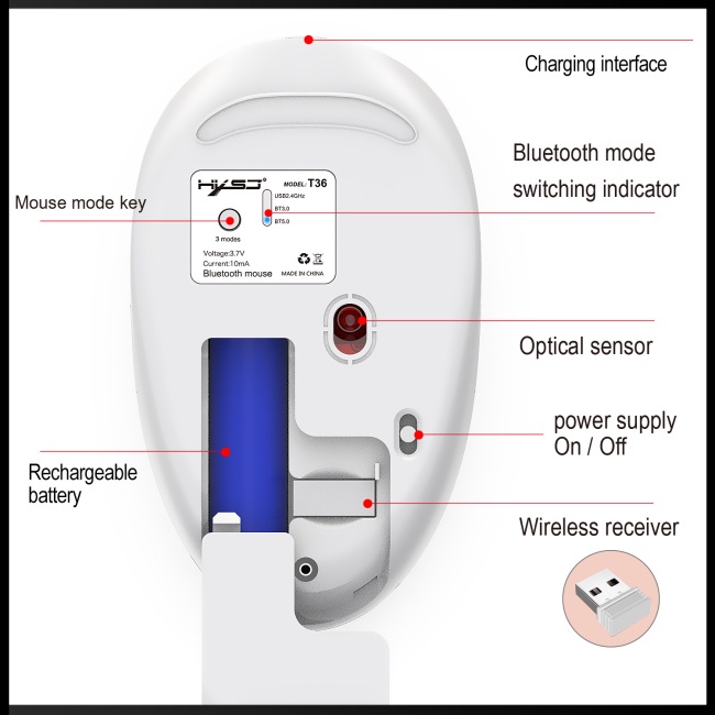 Chuột Không Dây Bluetooth 5.0 / 3.0 2.4g 3 Chế Độ