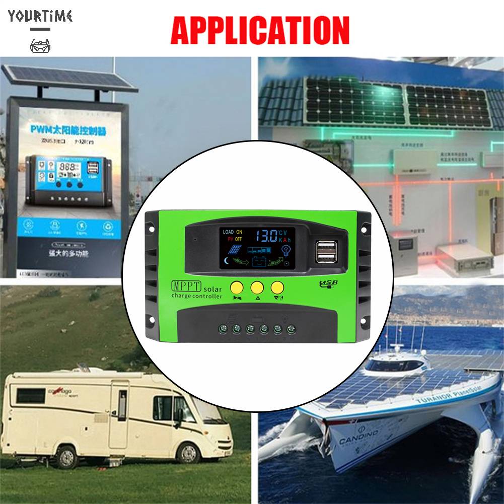 Bộ Điều Khiển Sạc Năng Lượng Mặt Trời 10A / 20A / 30A 12V 24V MPPT USB Kép Cho Đèn Đường