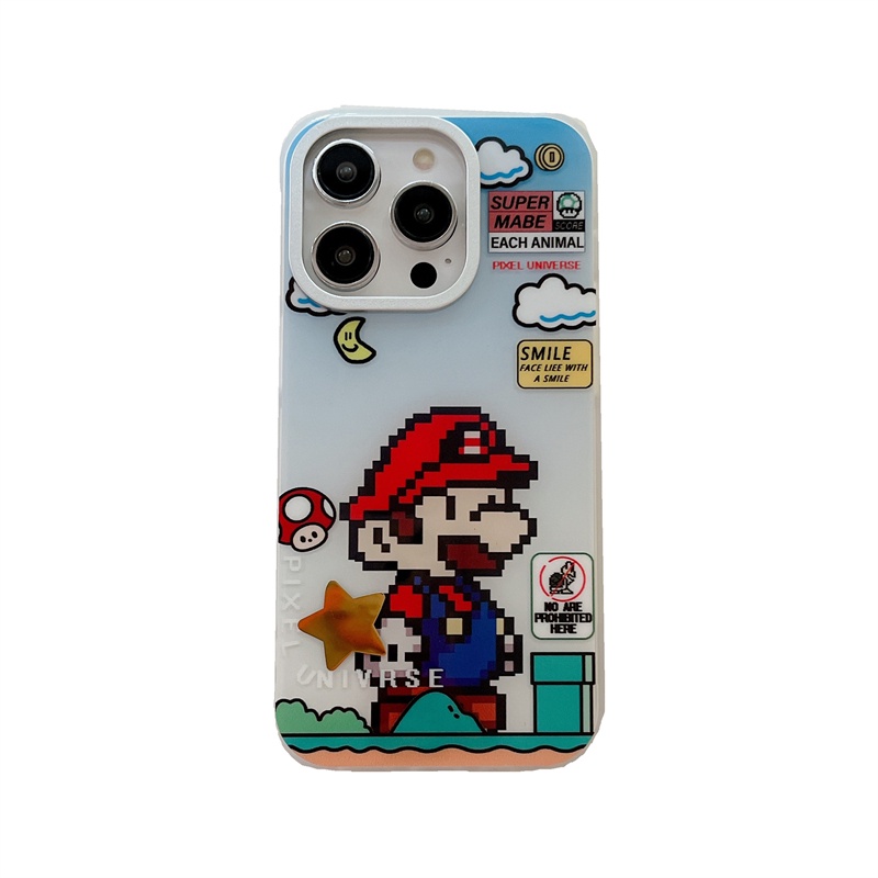 Ốp Điện Thoại Cứng Hai Mặt Hình Super Mary Cho iPhone 14 / 13 / 12 Pro max / 13Pro / 12Pro / 12 / iPhone 11 / 14 Pro max
