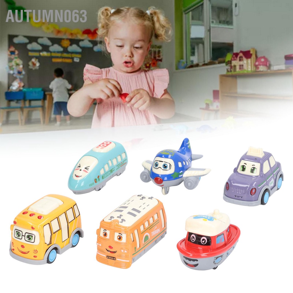 Autumn063 6 Chiếc Xe Ô Tô Mô Hình Kéo Lại Thiết Kế Các Loại Phong Cách Dễ Thương Sáng Hợp Kim Hoạt Bộ Cho Trẻ Em Họ Học