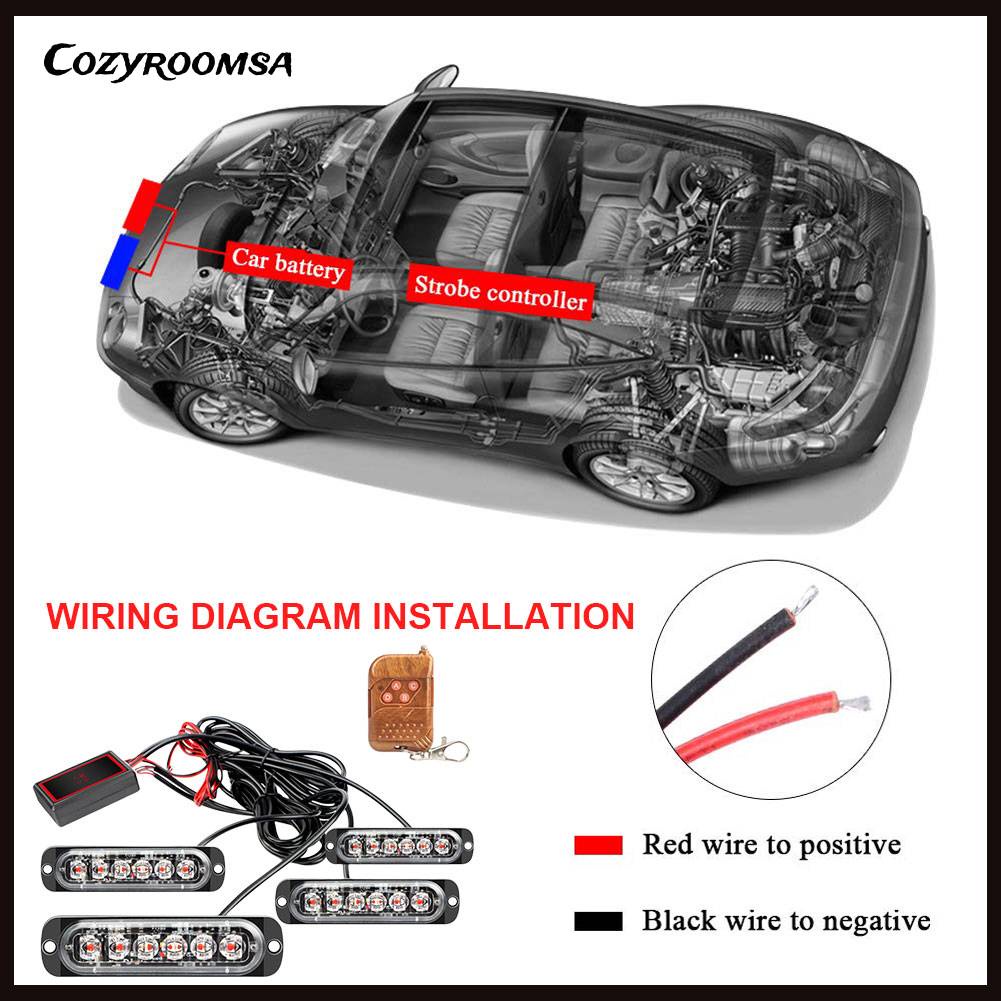 Đèn LED 6 Bóng 18 Chế Độ Sáng Cho Xe Hơi