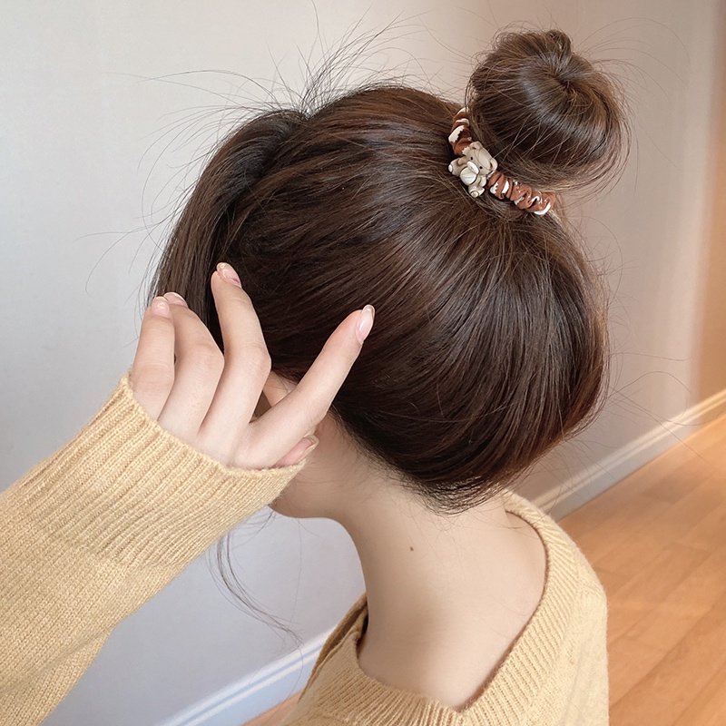 Dây Cột Tóc Cao Su Bản Lớn In Họa Tiết Gấu / Thỏ Dễ Thương Phong Cách Hàn Quốc