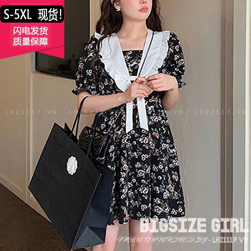 Đầm hoa nhí Bigsize Váy nữ tay ngắn cổ chữ v mùa hè Phong cách Hàn Quốc Thời Trang tiểu thư cá tính xinh đẹp bigsizegiaree