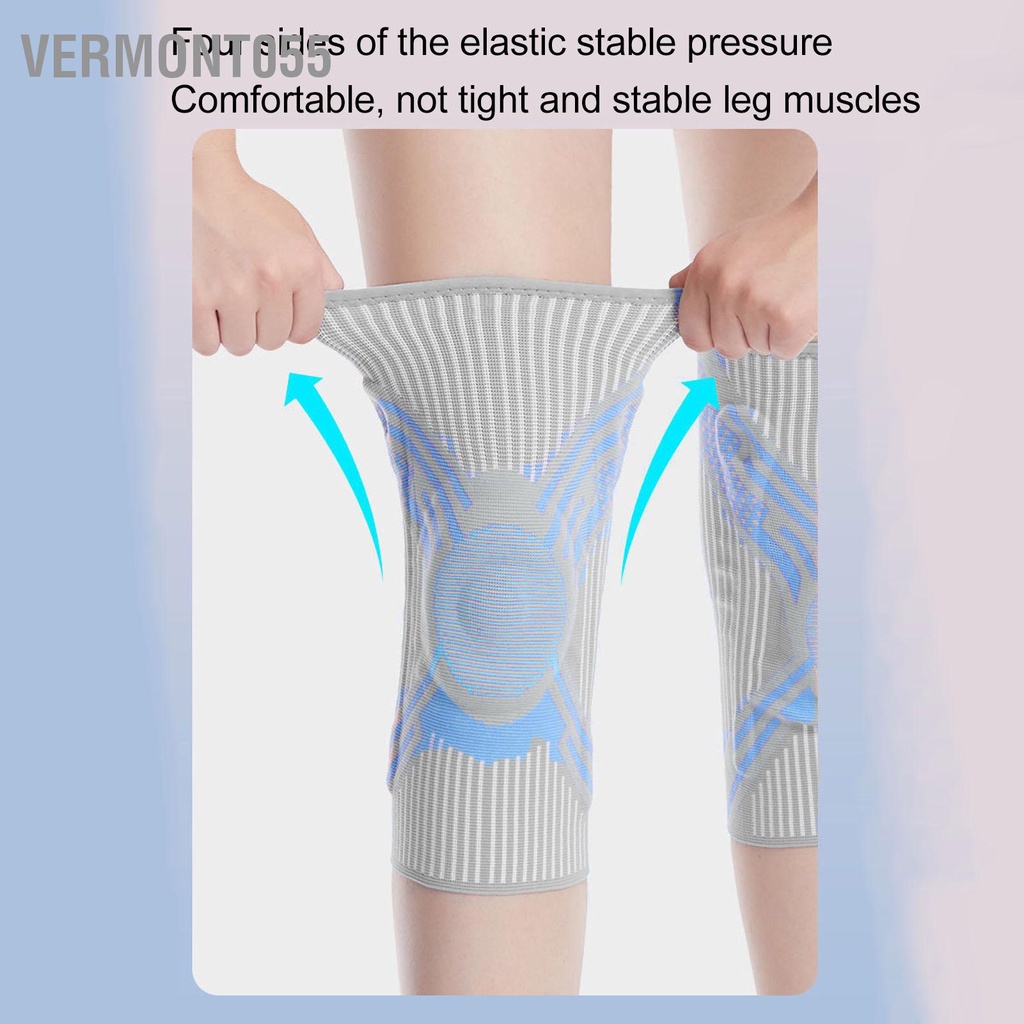 Vermont055 1 Nẹp Đầu Gối Thể Thao Miếng Lót Nylon Đan Lò Xo Silicone Bảo Vệ Hỗ Trợ Màu Xanh Cho Bóng Rổ Chạy