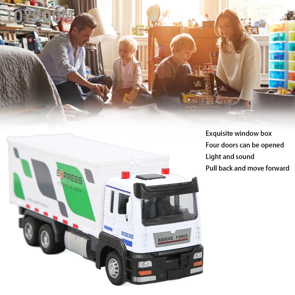 ToyRoom 1:32 Hợp Kim Xe Container Đồ Chơi Mô Hình Phỏng Âm Thanh Ánh Sáng Bán rơ moóc Có Pin