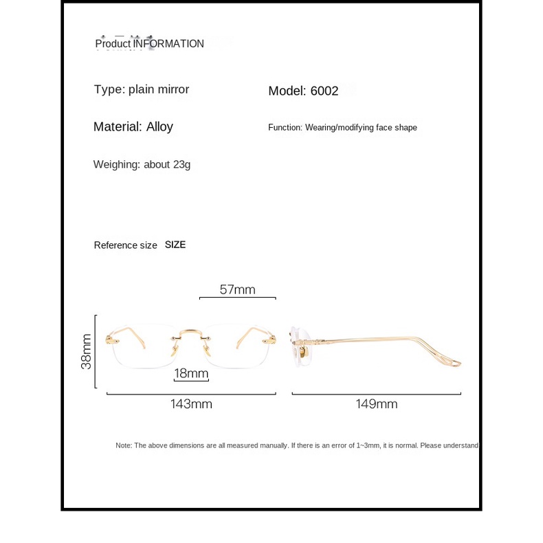 [-0°~-600°Mắt Kính Không Gọng Chống Ánh Sáng Xanh Dành Cho Nam Và Nữ