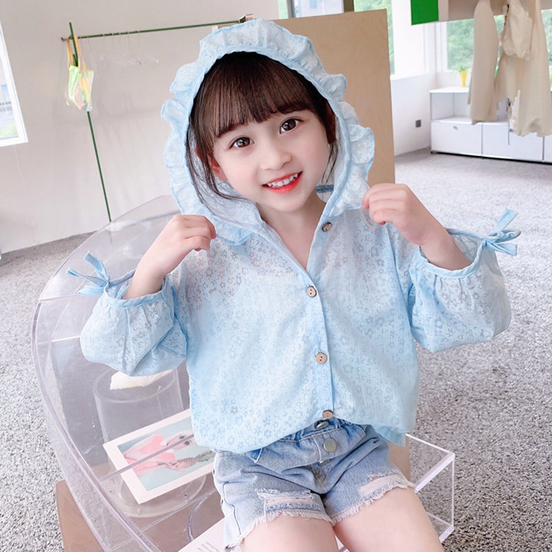 Áo Khoác Chống Nắng Mỏng Thoáng Khí Thời Trang Mùa Hè Cho Bé Gái