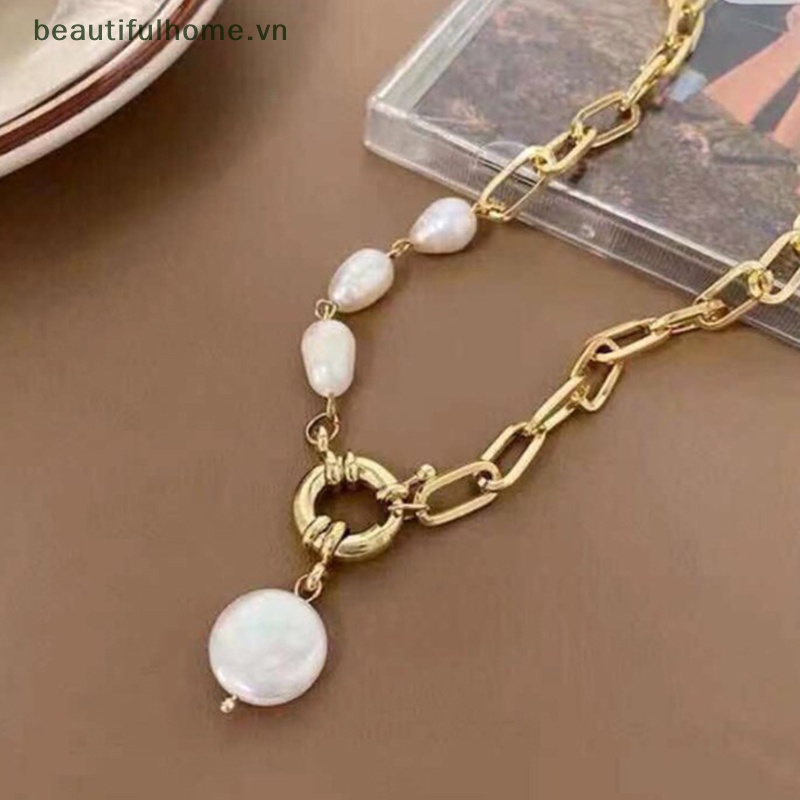 Vòng Cổ Choker Bằng Kim Loại Đính Ngọc Trai Phong Cách Baroque Đơn Giản Dành Cho Nữ