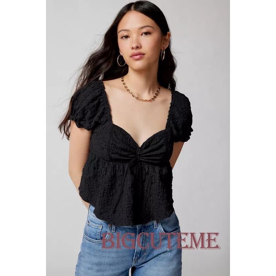 Áo Croptop Tay Phồng Ngắn Thời Trang Mùa Hè Xinh Xắn Cho Nữ