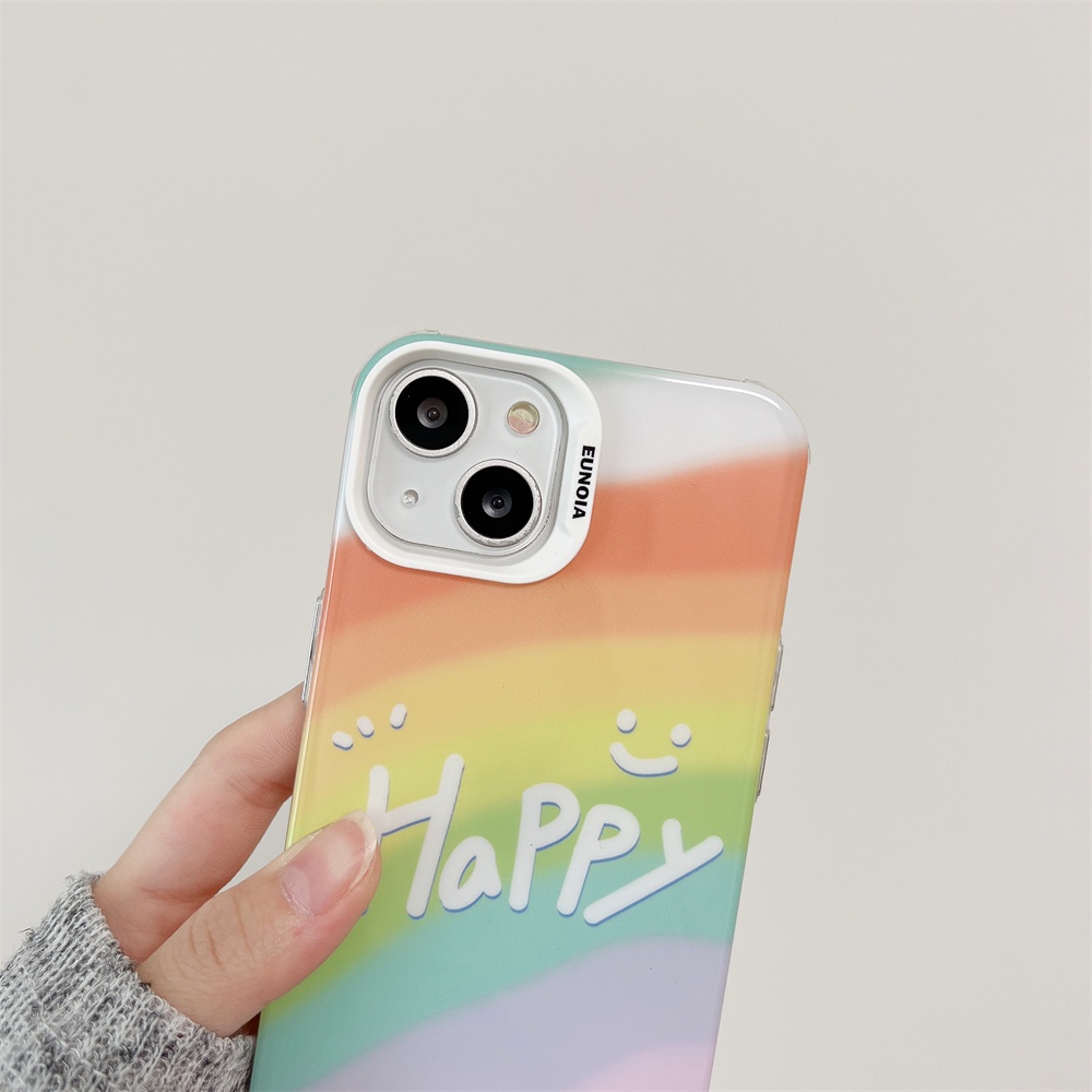 Ốp Điện Thoại TPU Mềm Trong Suốt Họa Tiết Cầu Vồng Có Dây Đeo Cho iPhone 14 13 12 11Pro Max