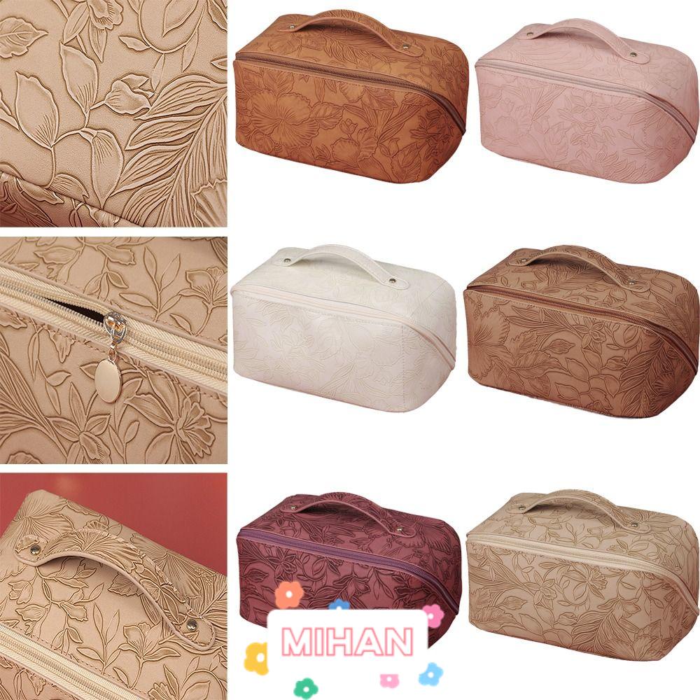 Túi Đựng Đồ Trang Điểm Bằng Da PU Chống Văng Họa Tiết Hoa Hiệu MIHAN1