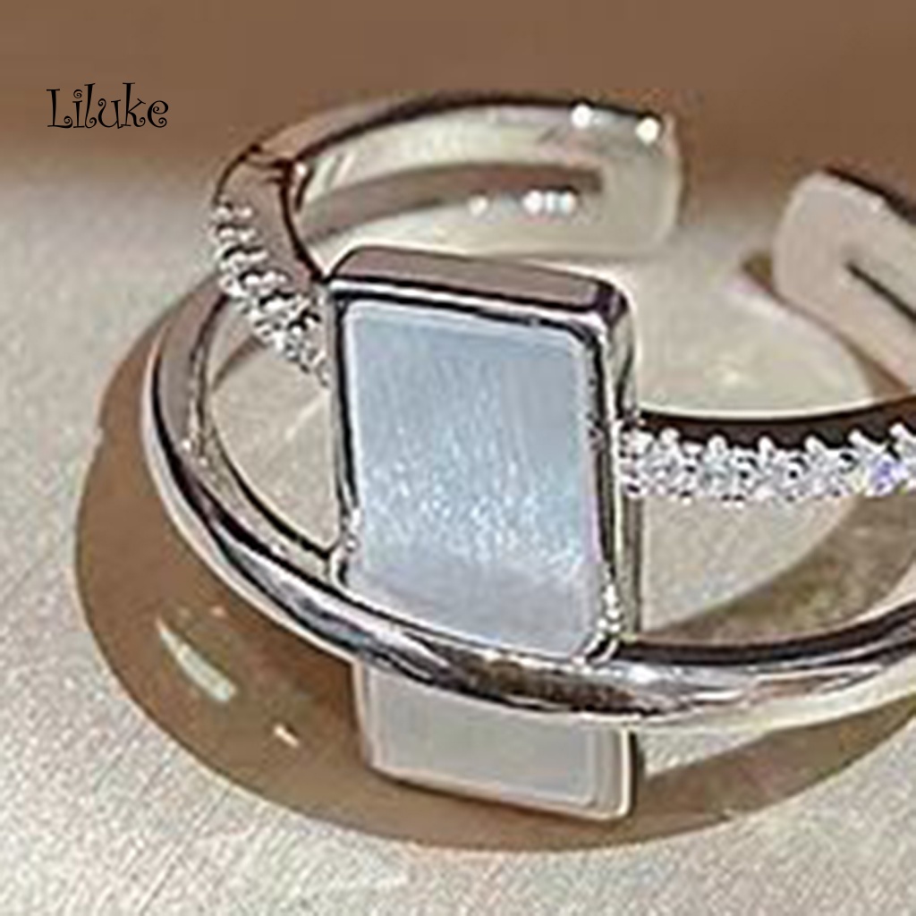 1 Bộ Nhẫn Đính Đá Tự Nhiên Hai Lớp Kiểu Dáng Thời Trang Cho Nữ