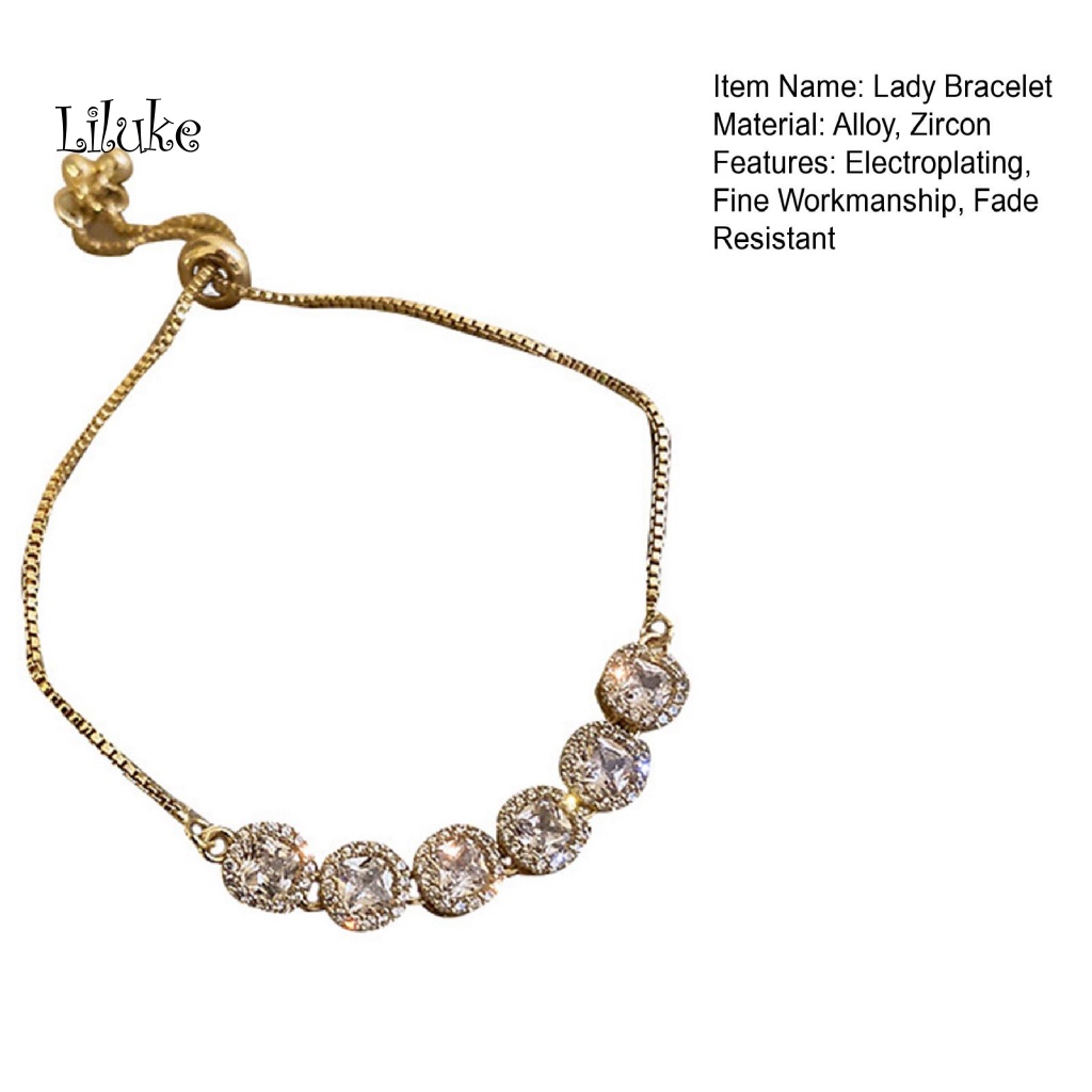 Vòng Tay Hợp Kim Mạ Vàng Trang Trí Đá Zirconia Sang Trọng Cho Nữ