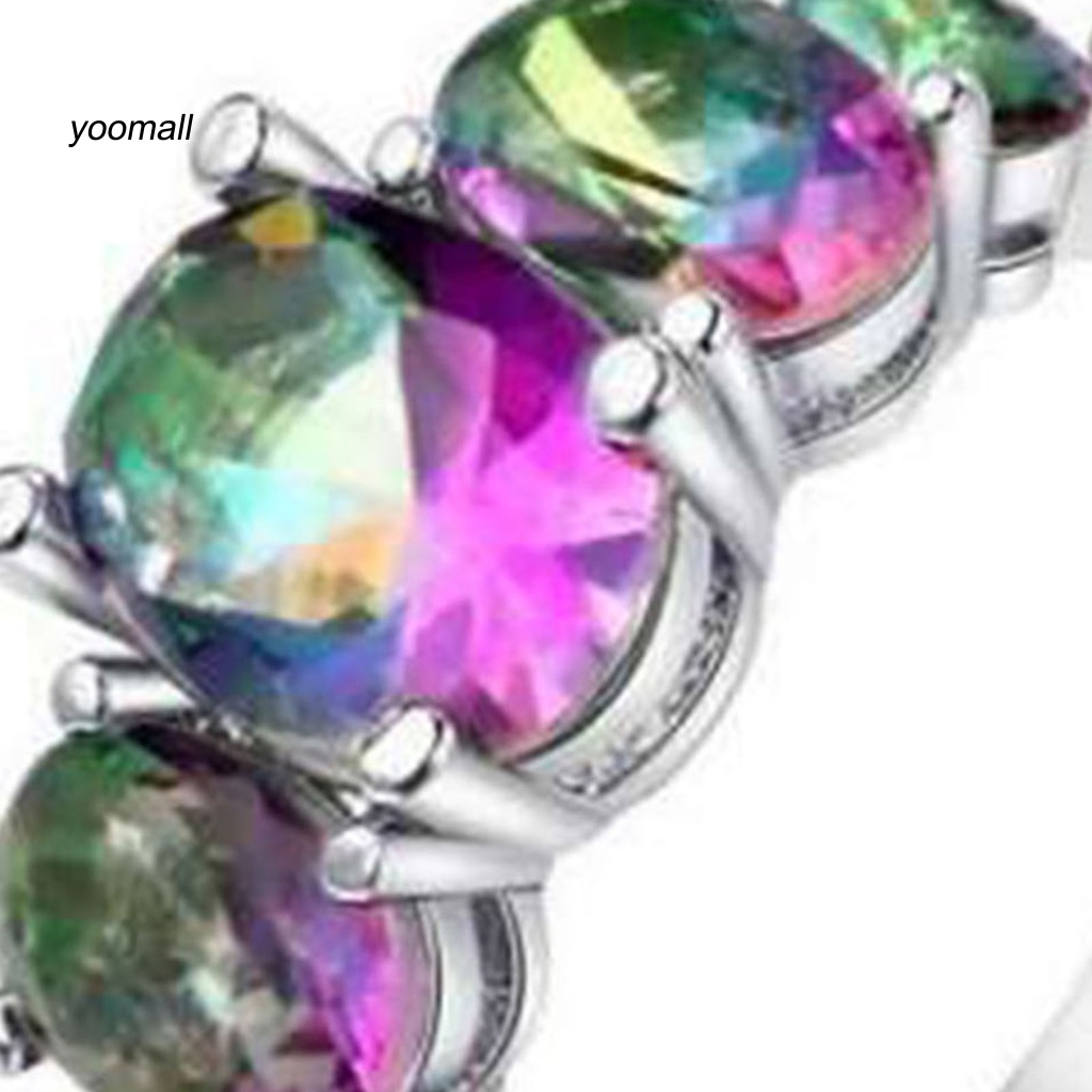 Nhẫn Đồng Đính Pha Lê Giả Nhiều Màu Thanh Lịch Cho Nữ