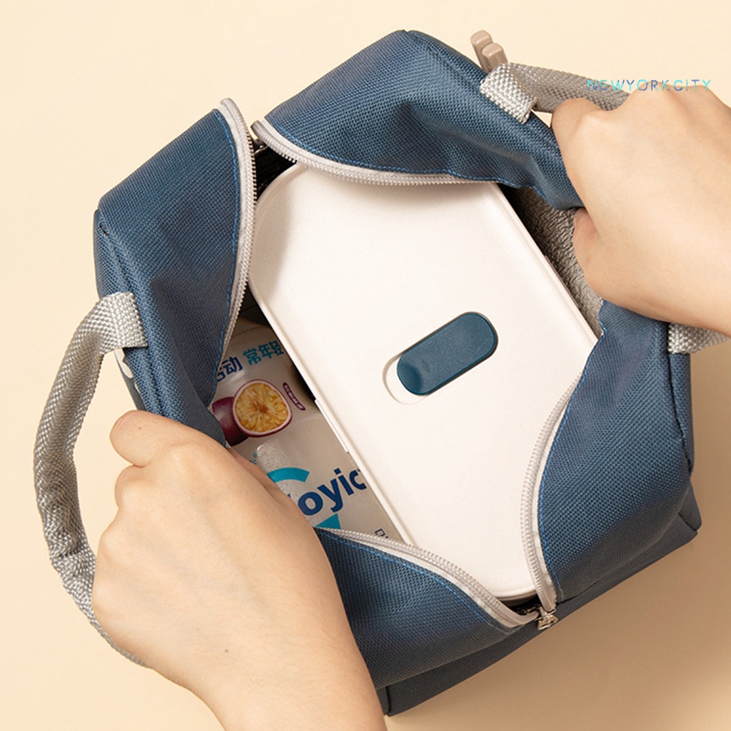 Túi Đựng Hộp Cơm Trưa Giữ Nhiệt / Lạnh Bằng Vải Oxford Chống Nước Chống Bụi Có Quai Cầm Và Khóa Kéo In Họa Tiết Dễ Thương