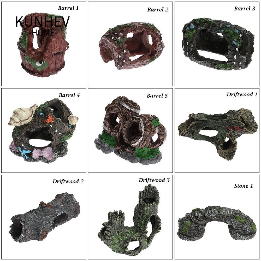 KUNHEV Phụ kiện trang trí bể cá nhiều mẫu tùy chọn chất liệu nhựa resin thời trang