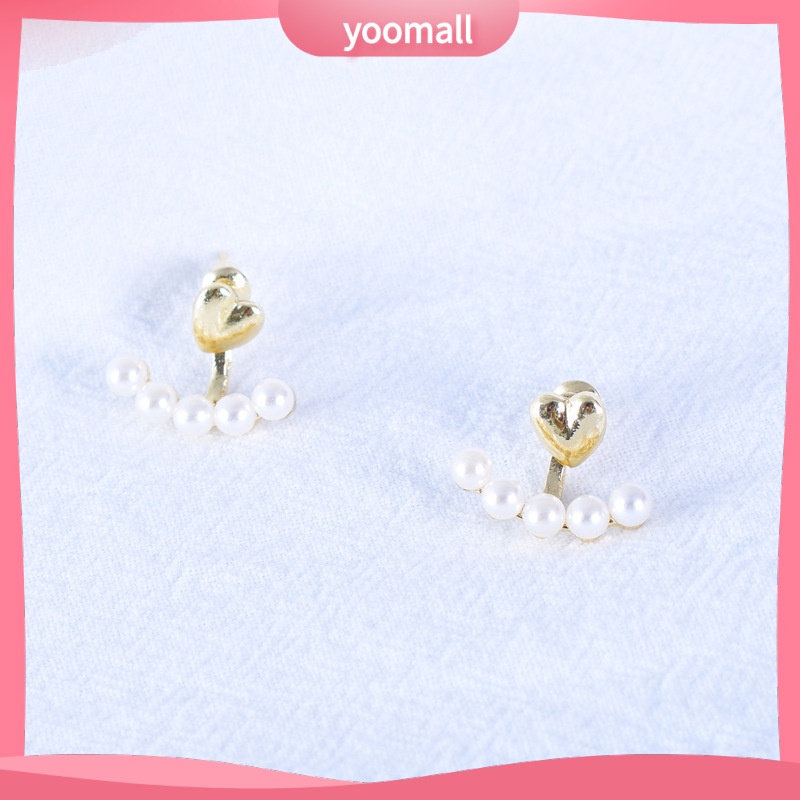 [YM] Cặp Bông Tai Ngọc Trai Hình Trái Tim Sang Trọng Cá Tính Hợp Thời Trang Nhẹ Nhàng Dành Cho Nữ