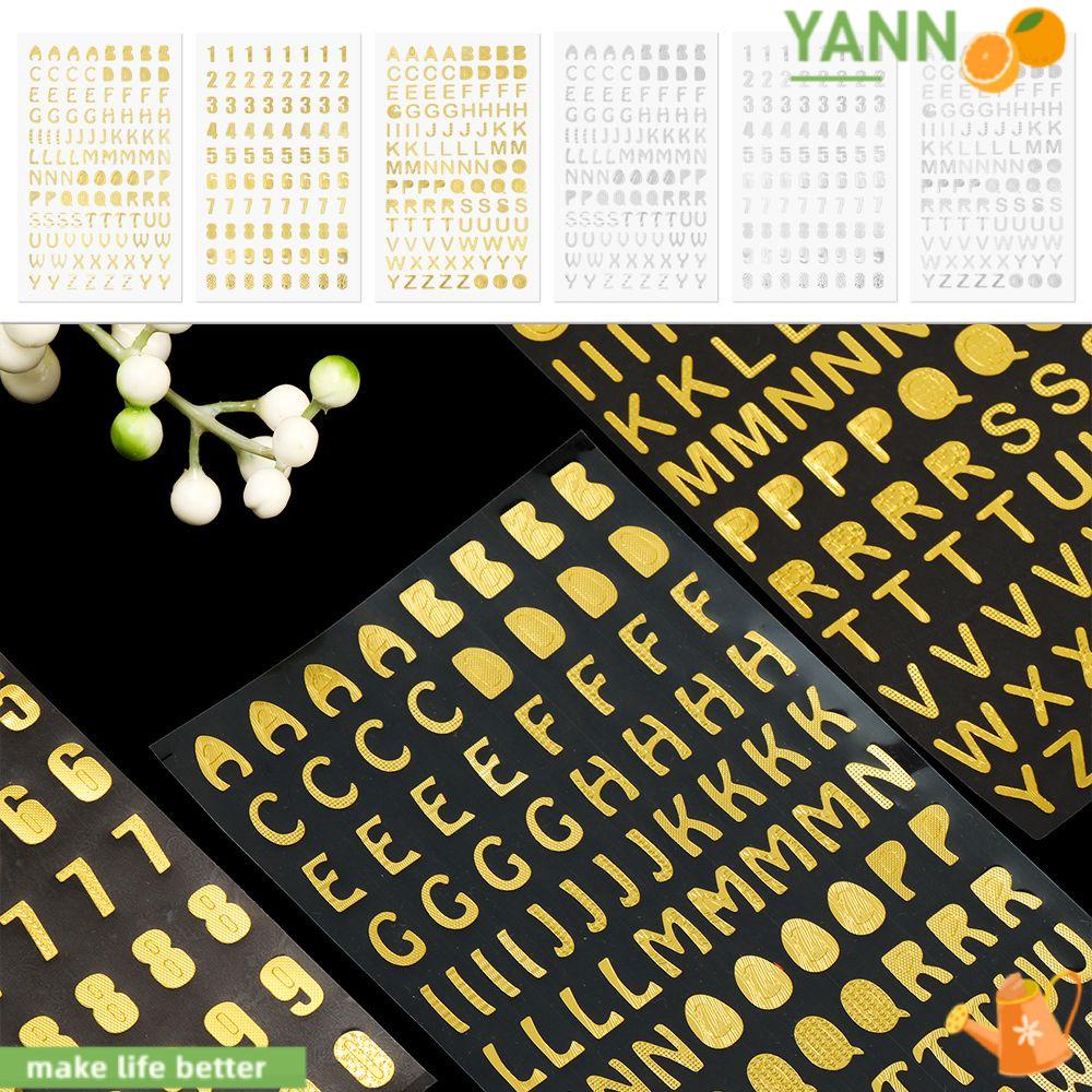 YANN1 Hình Dán Số Yan1 Yan1|Sổ Tay Ghi Chú Với Họa Tiết Chữ Cái Màu Đồng