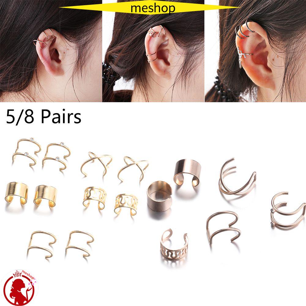 ME Set 5 / 8 Đôi Khuyên Tai Đeo Vành Tai Bằng Thép Không Gỉ Thời Trang Cá Tính