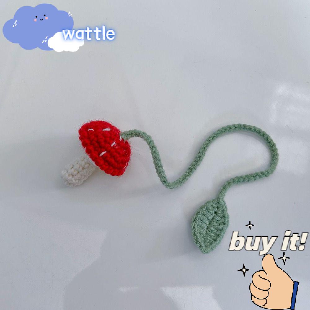 WATTLE Bộ 2 Thẻ Đánh Dấu Trang Sách Hình Chiếc Lá / Nấm Dệt Kim Thủ Công