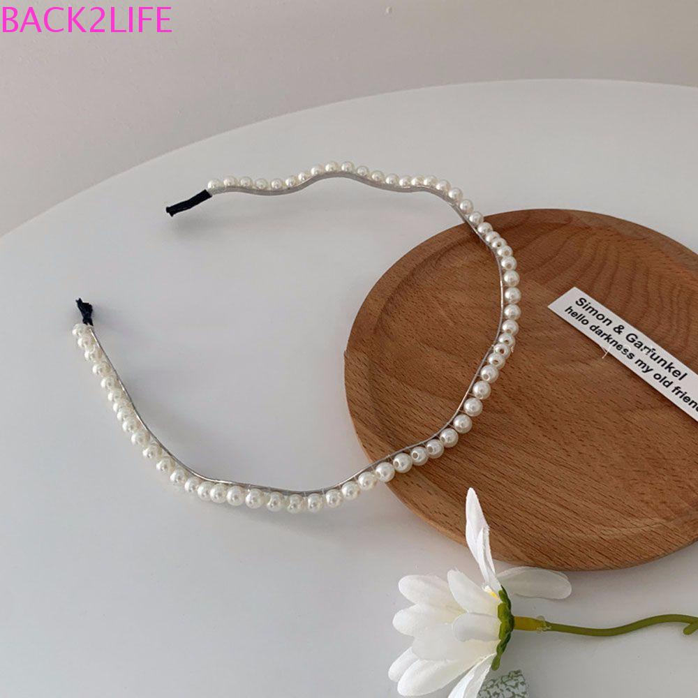 BACK2LIFE 2 Băng Đô Kim Loại Màu Trắng Phong Cách Hàn Quốc