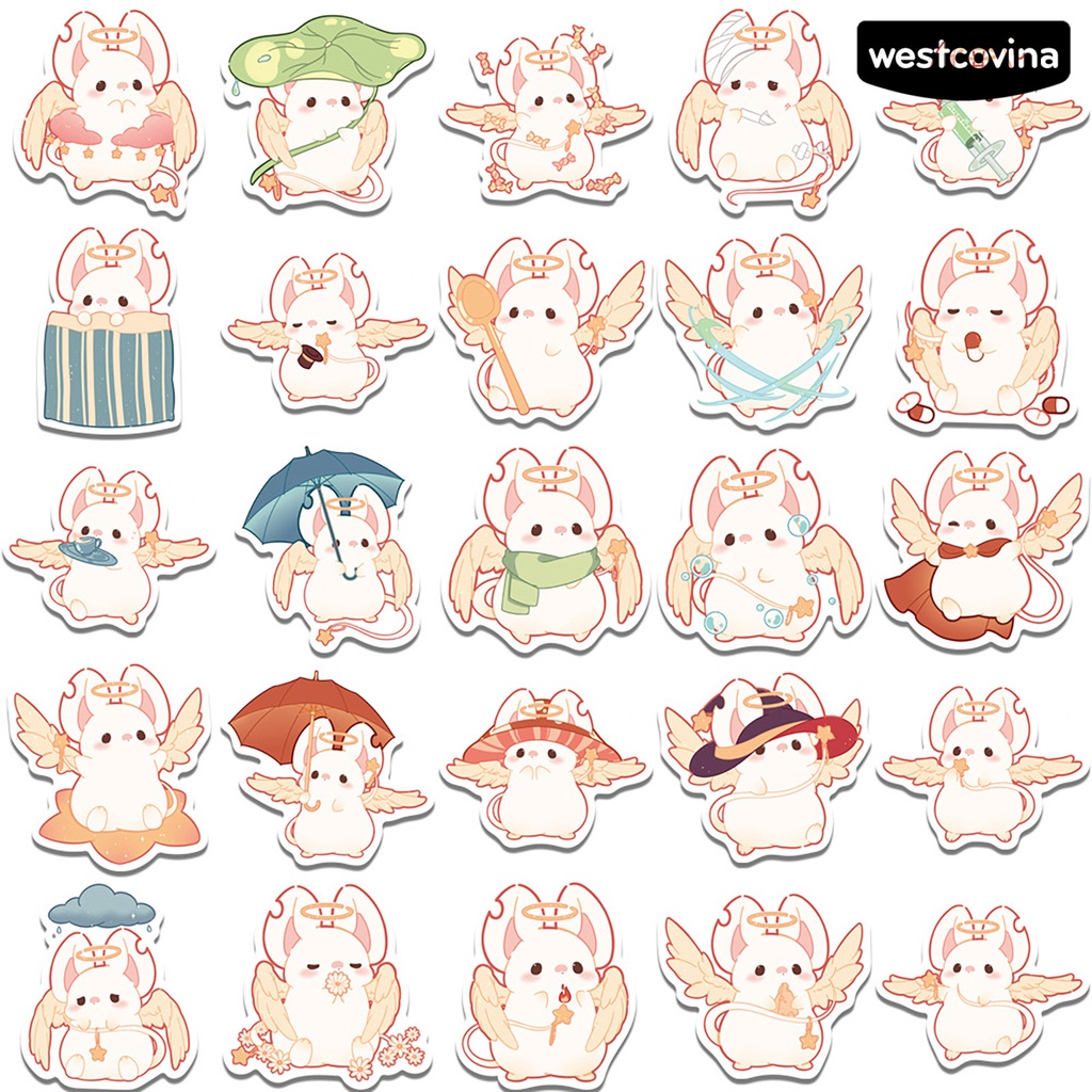 [WSTN] [WSTN]✎Set 50 Miếng Dán Trang Trí Laptop Bằng PVC Trong Suốt Họa Tiết Chuột Dễ Thương DIY