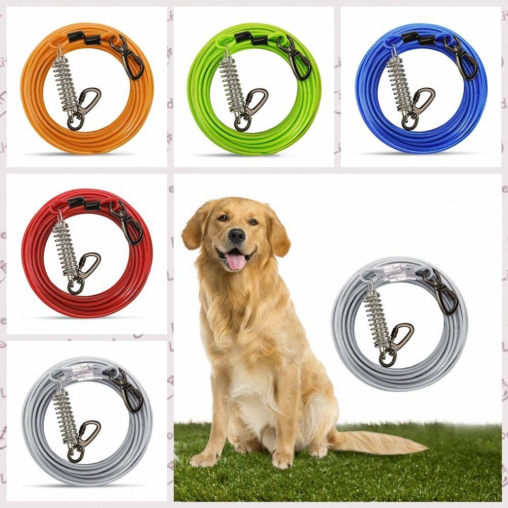 Dây Dắt Thú Cưng Đi Dạo Bằng Thép Không Gỉ Thiết Kế Hai Đầu Chịu Được Sức Nặng Kèm Lò Xo