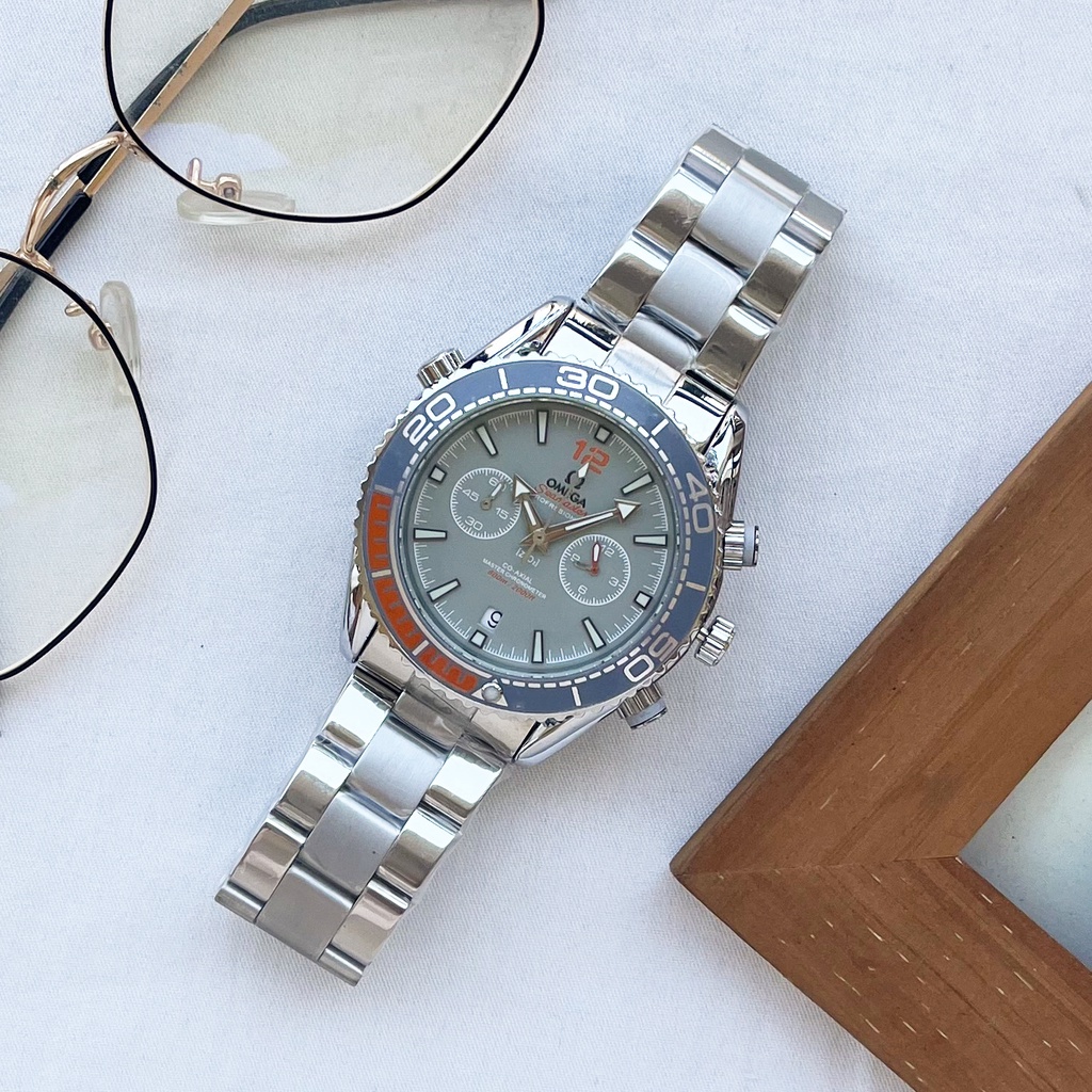 Đồng Hồ Đeo Tay 0mega Đa Chức Năng Chống Thấm Nước Bằng Kim Loại Màu Trơn Thời Trang Cho Nam