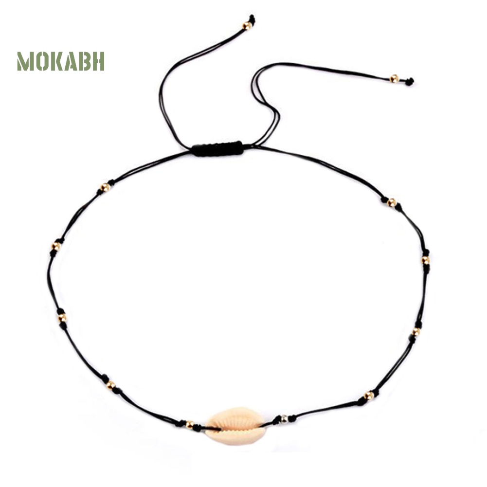 [Mok Abh] Vòng Cổ Kết Hạt Charm Hình Vỏ Sò Theo Phong Cách Bohemian